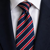 Striped Silk Tie - Navy/Red