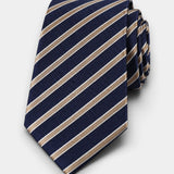 Striped Silk Tie - Navy