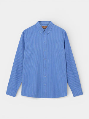 Theo Linen Stripe Shirt - Silver Lake Blue