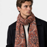 Paisley Wool Scarf - Rust