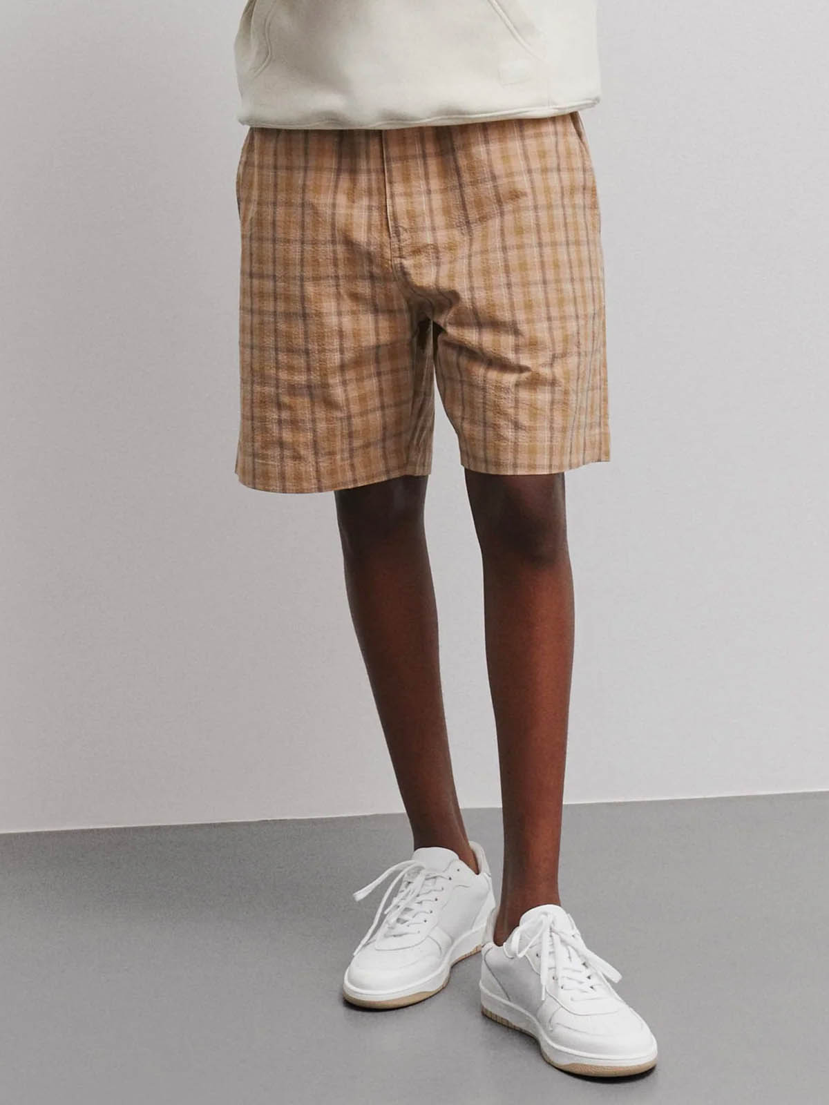 Firm Seersucker Villads Shorts - Kelp Check