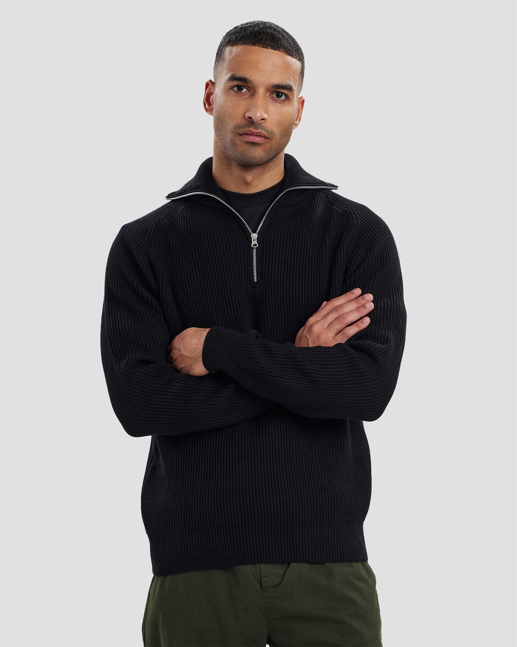 Knitted Half Zip - Black