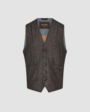 Mason Herringbone Waistcoat - Warm Camel - Mos Mosh Gallery - Kul og Koks