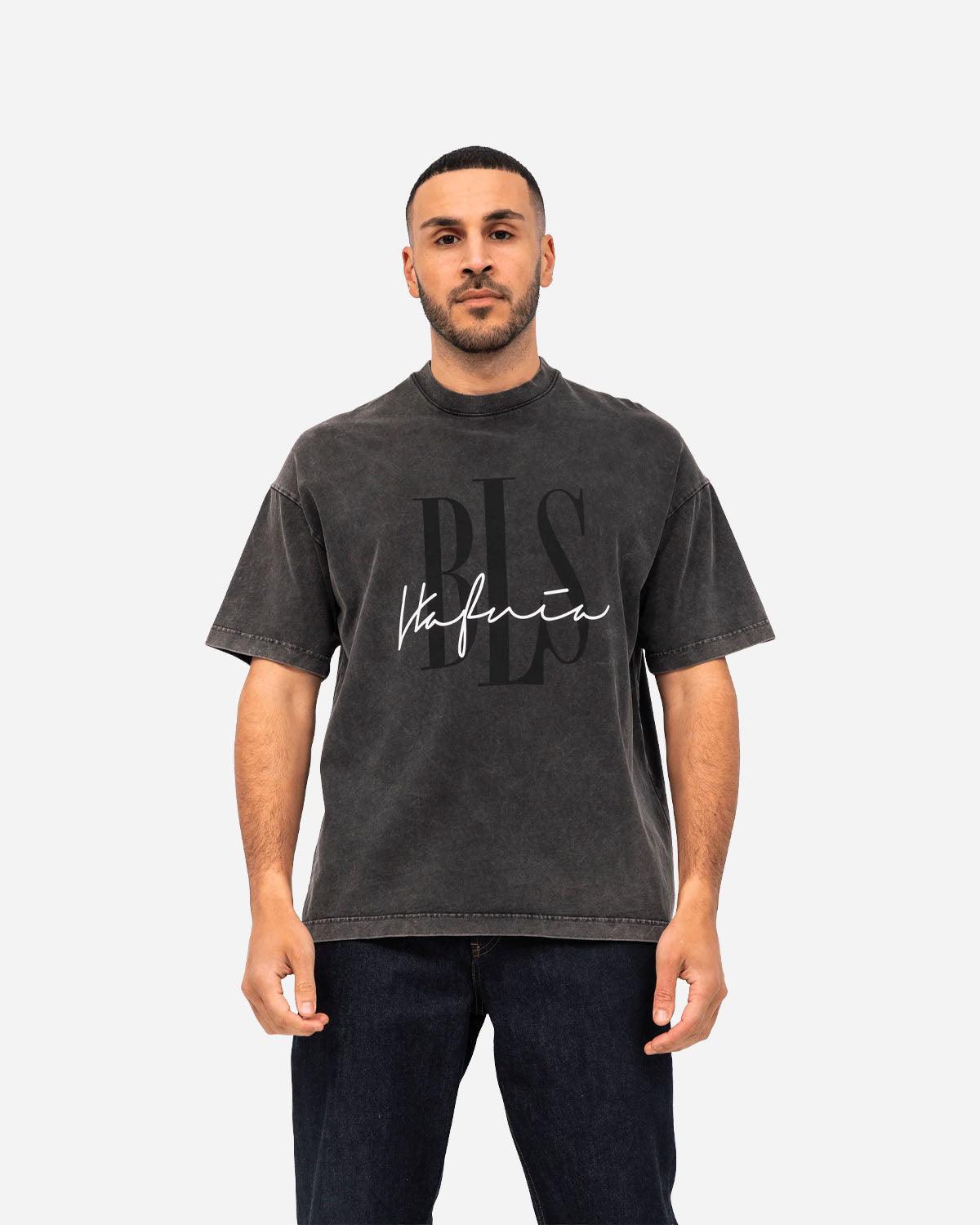 Outline Logo Washed Tee - Black - BLS HAFNIA - Kul og Koks