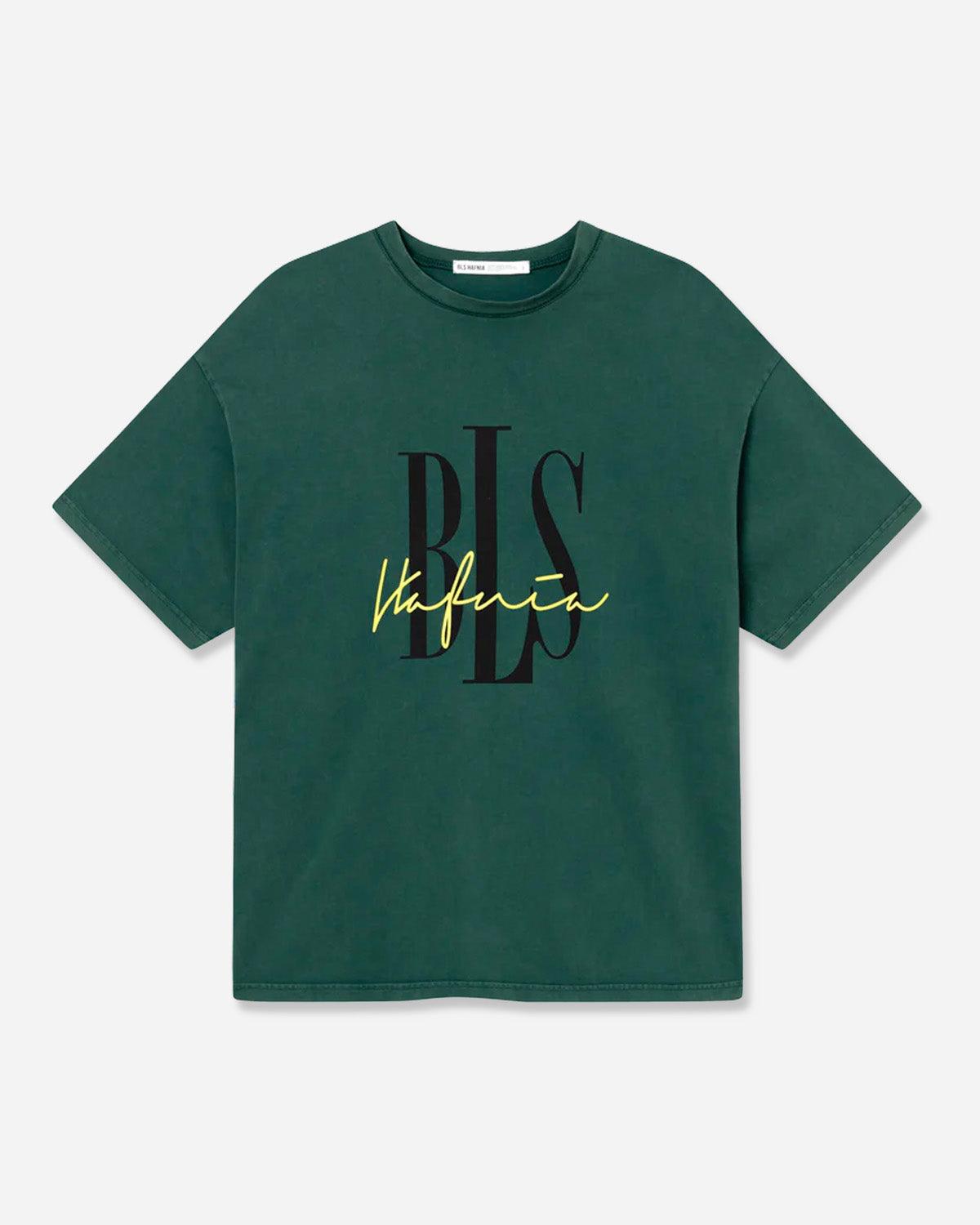 Outline Logo Washed Tee - Green - BLS HAFNIA - Kul og Koks