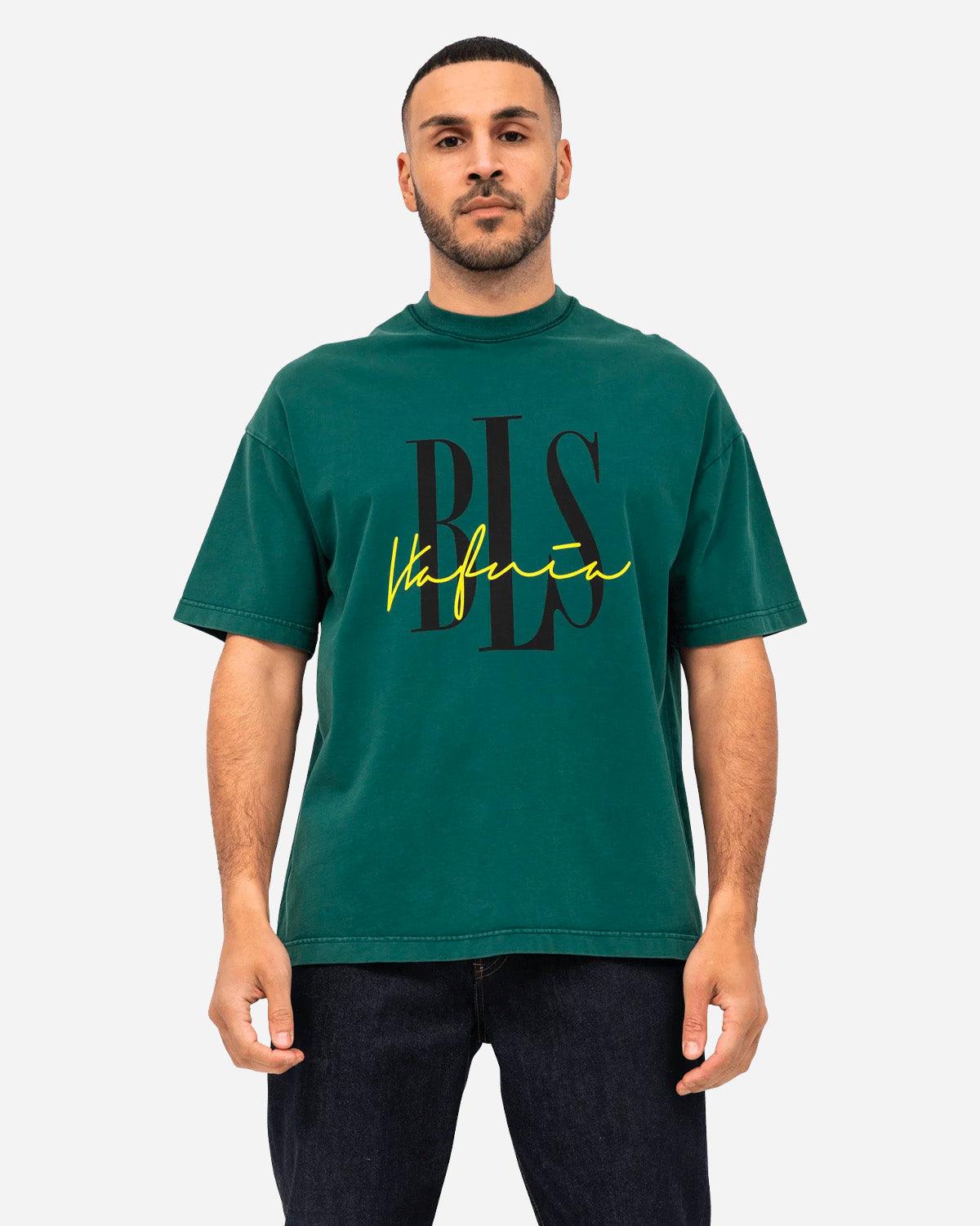 Outline Logo Washed Tee - Green - BLS HAFNIA - Kul og Koks