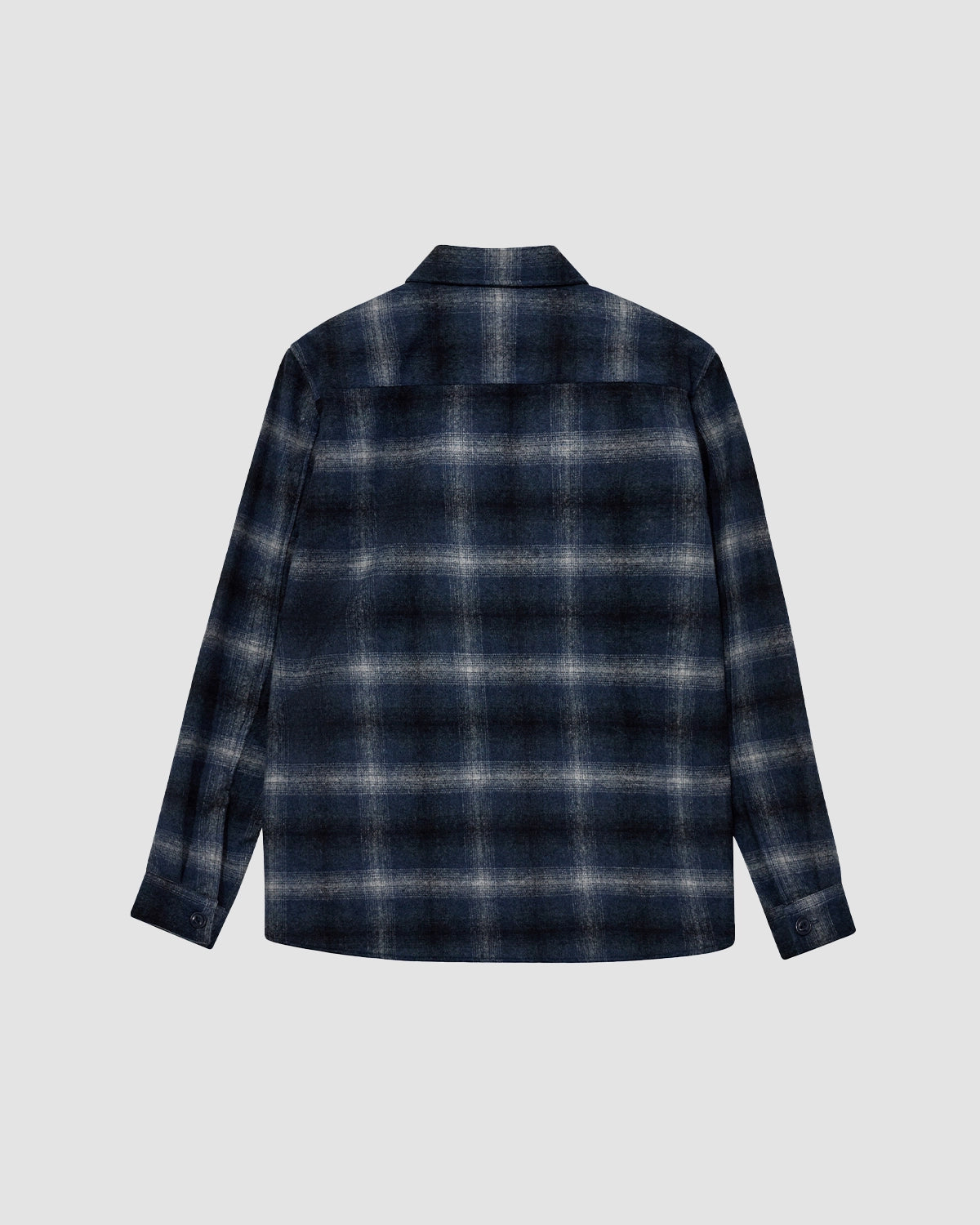 David Wool Check Overshirt - Navy