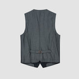 Mason Herringbone Waistcoat - Indigo Blue