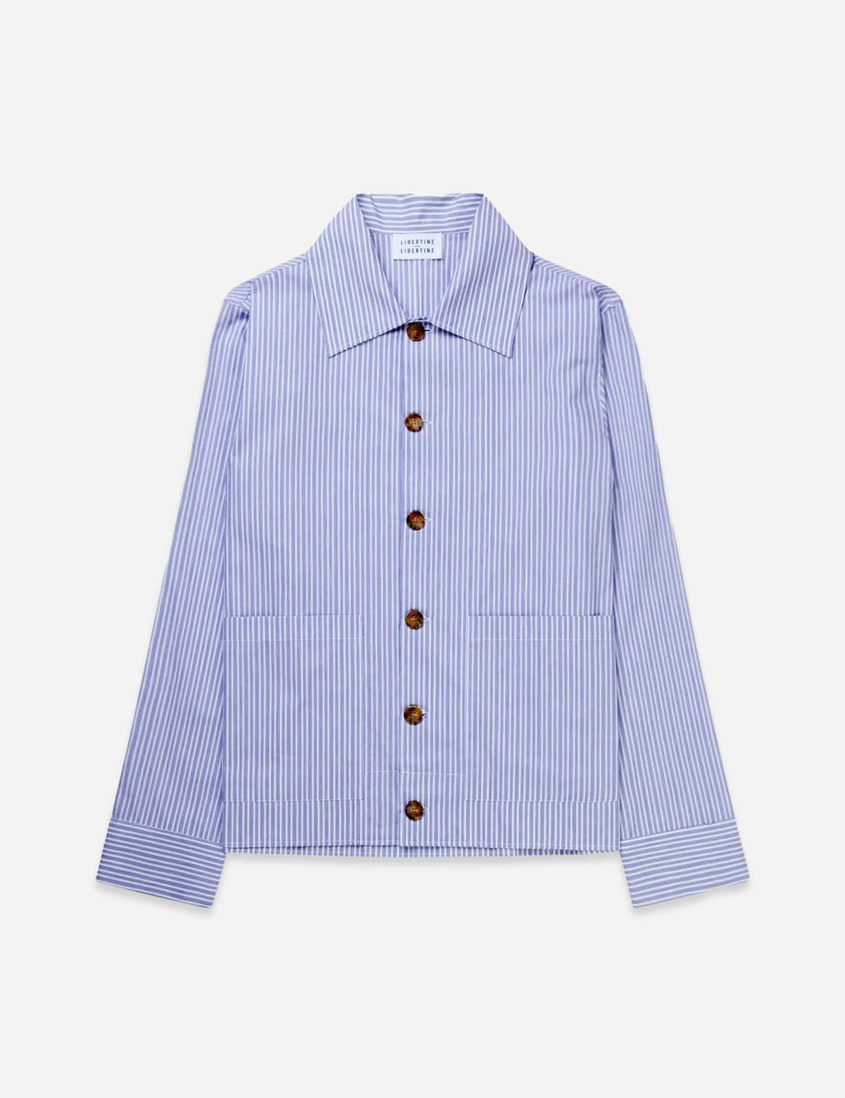 Spider Shirt - Blue Pin Striped - Libertine-Libertine - Kul og Koks