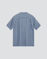 Theo Linen Cuban Shirt - Light Blue Melange - Mos Mosh Gallery - Kul og Koks