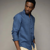 Theo Linen Shirt - Indigo Blue