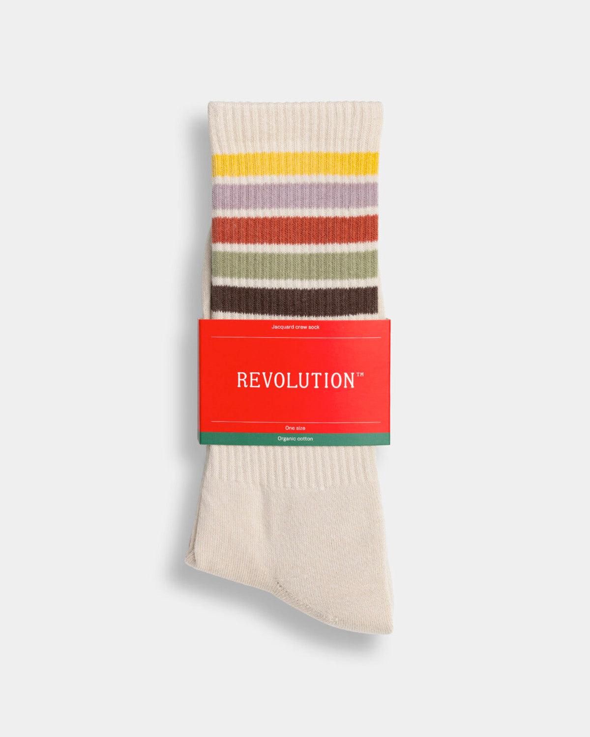8904 Jaquard Crew Sock - Offwhite - Revolution - Kul og Koks