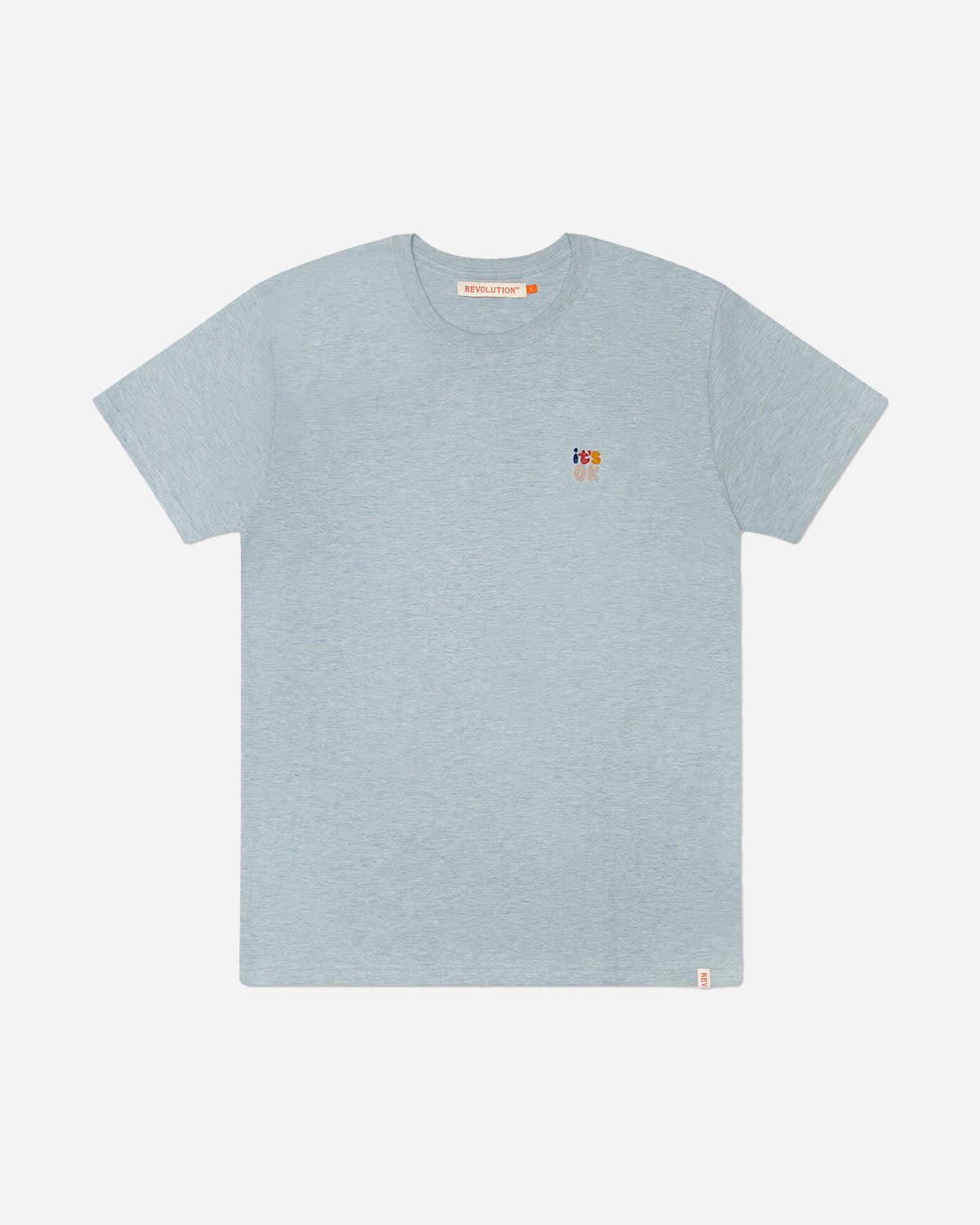 1316 T-shirt - Lightblue Melange - Revolution - Kul og Koks